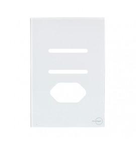 Placa p/ 2 Interruptor + Tomada 4x2 - Novara Glass Branco